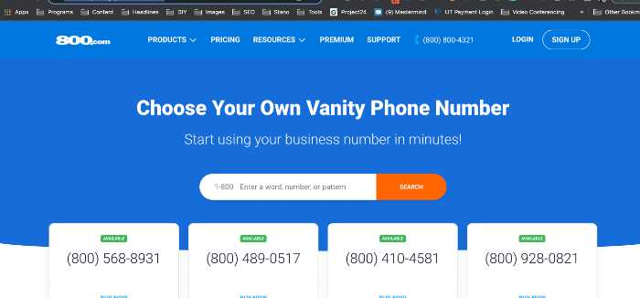 The Surprising Impact of Vanity Phone Numbers on Your Business Success 10 800.com vanity phone number page
