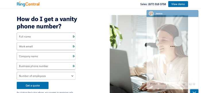 The Surprising Impact of Vanity Phone Numbers on Your Business Success 4 RingCentral vanity phone page