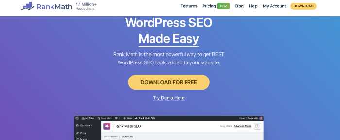 rankmath replacement for yoast - screenshot of rankmath