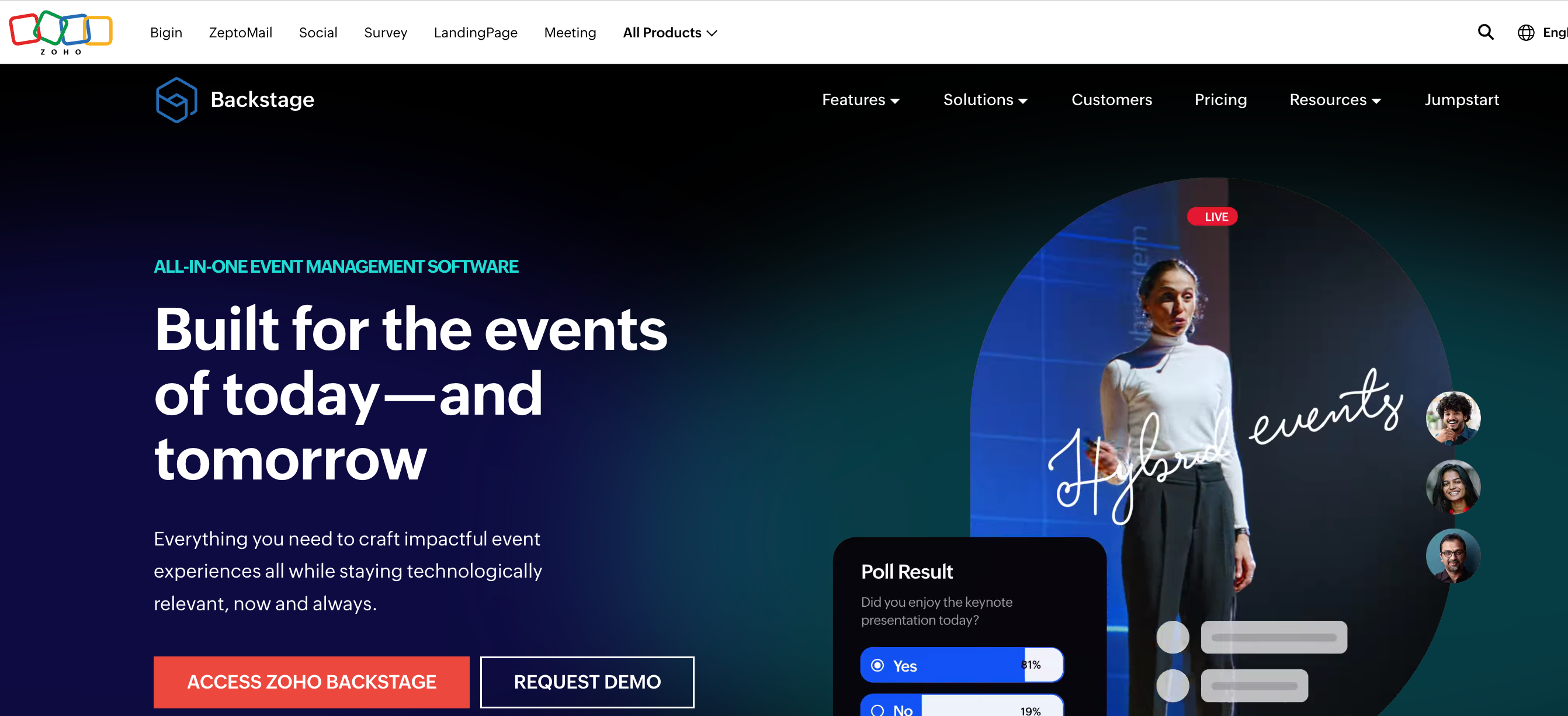 2023's Top Virtual Events Platforms: What You Need to Know 4 Zoho Backstage - low cost virtual event platform.